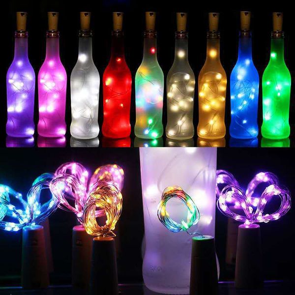 Garrafa de vinho Led Strings Cork Fairy Lights Bottle Stopper 1m 2m Silver Wire luz