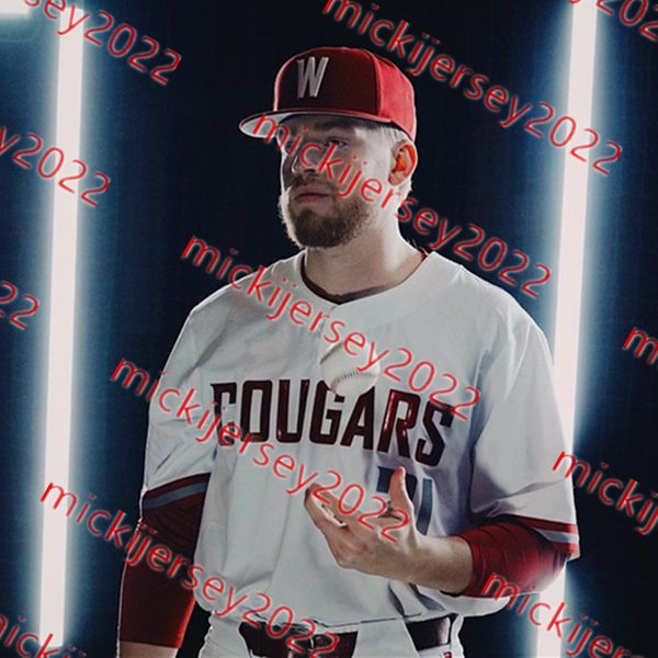 Бейсбол в штате Вашингтон Cougars Baseball Jersey Custom Сшитый мужчина Джек Смит Кайл Рассел Джастин ван де Броки Коди Колден Брайс Мэтьюз WSU