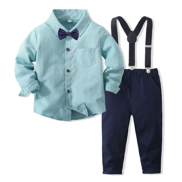 Set di abbigliamento Set di vestiti per ragazzo Anni Bambini Primavera Autunno Completo di compleanno in cotone Camicia bianca per bambini con pantaloni