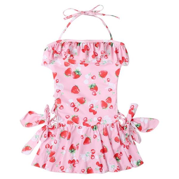 Moda de banho feminina doce Lolita Strawberry One peça Mulheres de maiô Push Up Terno Bathingwear Cosplay Monokiny Monokini Cosplay