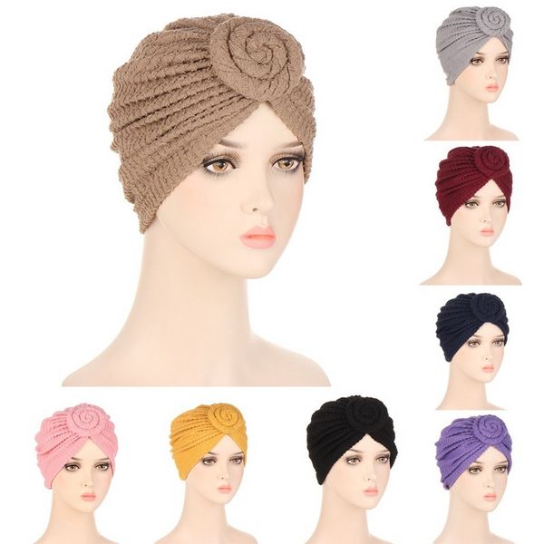 KepaHoo Damen-Turban-Mütze, einfarbig, Baumwolle, Top-Knoten, innere Hijab-Kappe, afrikanische Twist-Kopfbedeckung, Damen-Kopfwickel, Indien-Schal-Mütze