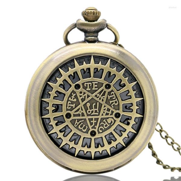 Pocket Watches Vintage Holllow Supernatural Mulher Men, quartzo assistir colar de bronze Pingente Pingente Presentes de aniversário RELOJ DE BOLSILLO