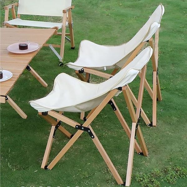 Móveis de acampamento Cadeira dobrável ao ar livre Camping Wood Camping Pesca esboço portátil de piquenique de madeira com pano Oxford