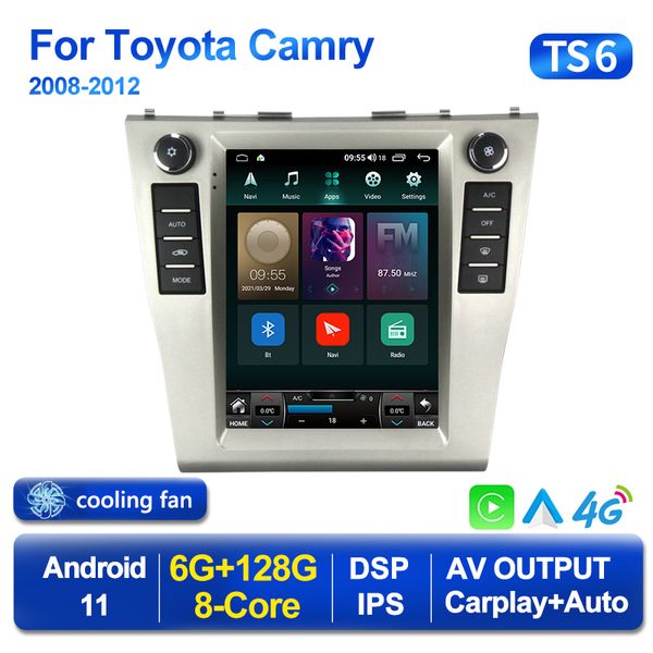 Toyota Camry için Araba DVD Radyo 6 XV 40 50 2006-2011 Multimedya Tesla Vetical Screen Android Navigasyon GPS Otomatik Stereo 2 Din