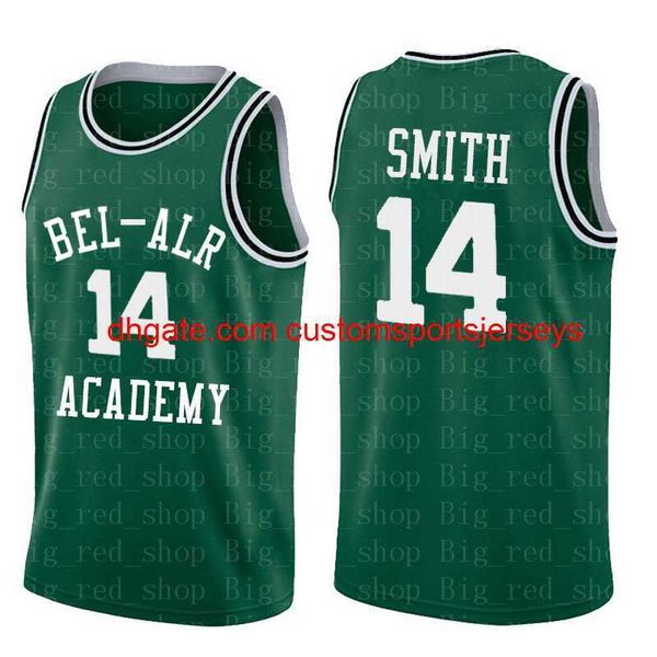 Mens # 14 WILL SMITH BEL-AIR Academy Jersey # 25 CARLTON BANKS 1% maglia da basket cucita gialla