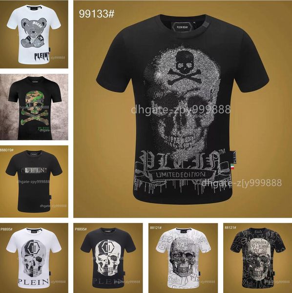 PLEIN BEAR T SHIRT Мужские дизайнерские футболки Брендовая одежда Rhinestone Skull Мужские футболки Классические высококачественные хип-хоп уличные футболки Повседневные футболки Размер