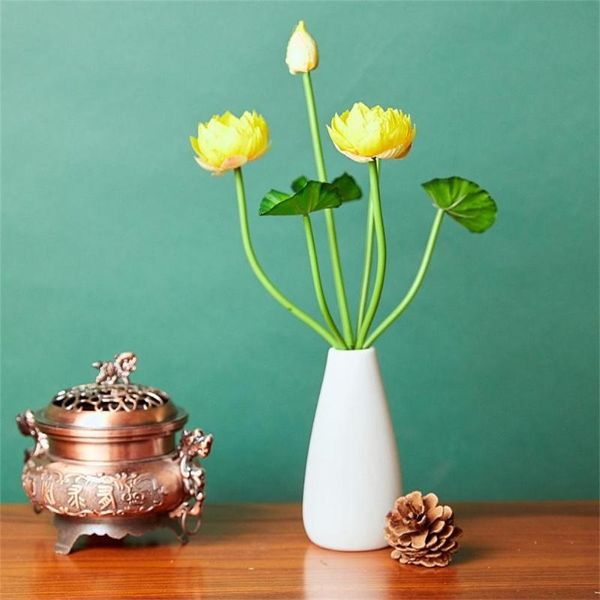 Ghirlande di fiori decorativi Zen Mini Artificiale Finto Bocciolo di loto Fiore di plastica di seta Matrimonio Decorazioni floreali per la casa Decorazioni per feste festive Supp