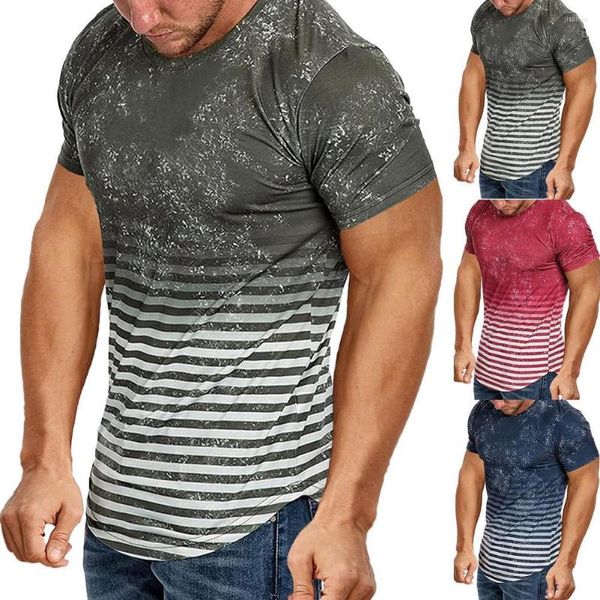 Erkek Tişörtleri Sıradan Baskılı Tişörtler Hızlı Kuru Vücut Bina Yuvarlak Boyun Kısa Kollu Egzersiz Tee Pamuk T-Shirt Üst