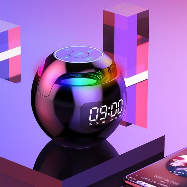 Altoparlante Bluetooth senza fili AI Sveglia colorata per la decorazione della stanza di casa con display a LED Radio FM Scheda TF Lettore MP3 Tavolo per la decorazione della stanza di casa