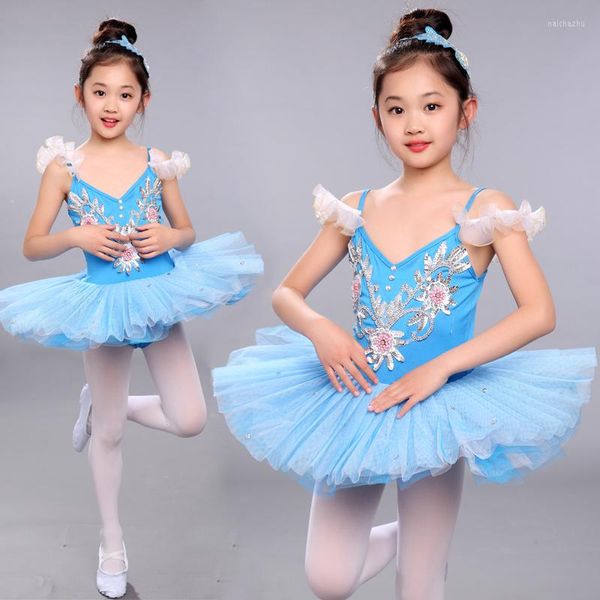 Stage Wear Girl Swan Lake Ballet Dance Dress Abbigliamento per bambini Blue Princess Body Vestido Classic Tutu Children