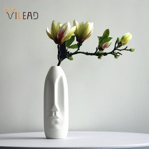 Vasen VILEAD Keramik Gesicht Blumenvase Figuren Moderne kopfförmige Wohnzimmer Schreibtisch Dekoration Blumentopf für Inneneinrichtung Geschenk