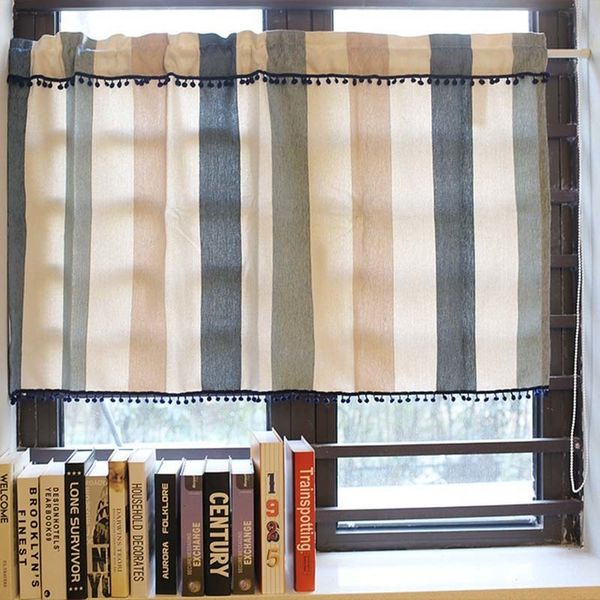 Оконная пленка Boho Tassels valance для темной темной полосатой шорт -панель кухня для ванной комнаты 230213