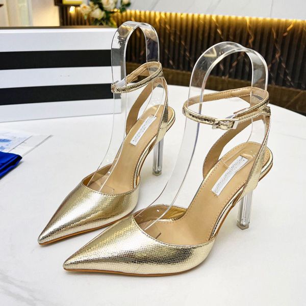 Sommer Damen Schuhe mit hohen Absätzen Designer wunderschöne Sandalen Metallschnalle T Bühne Party sexy Damen Büroschuhe