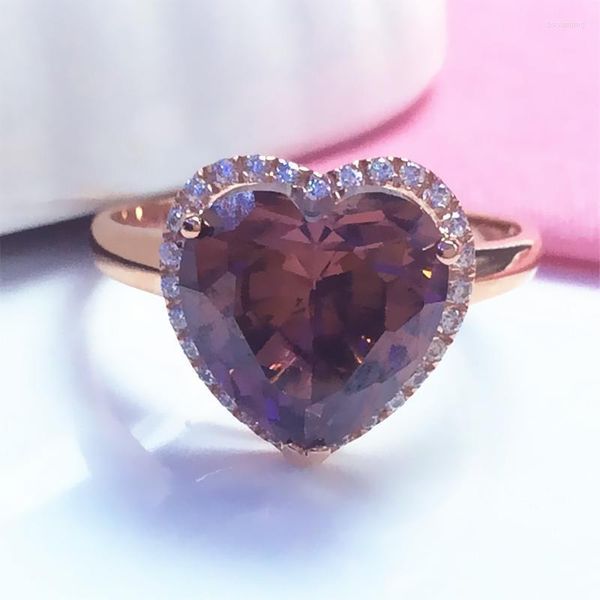 Cluster Rings 585 Purple Gold 14K Rose Crystal Intarsiato Love Gemstone Set di gioielli da sposa Gioielli da sposa Regalo per la festa della mamma di lusso