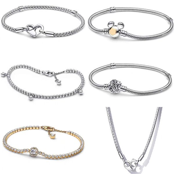 Ciondoli di design Bracciale con diamanti Catena di zirconi Collana d'amore senior Fai da te Fit Pandora Nuovi bracciali Collane da donna Regalo di festa