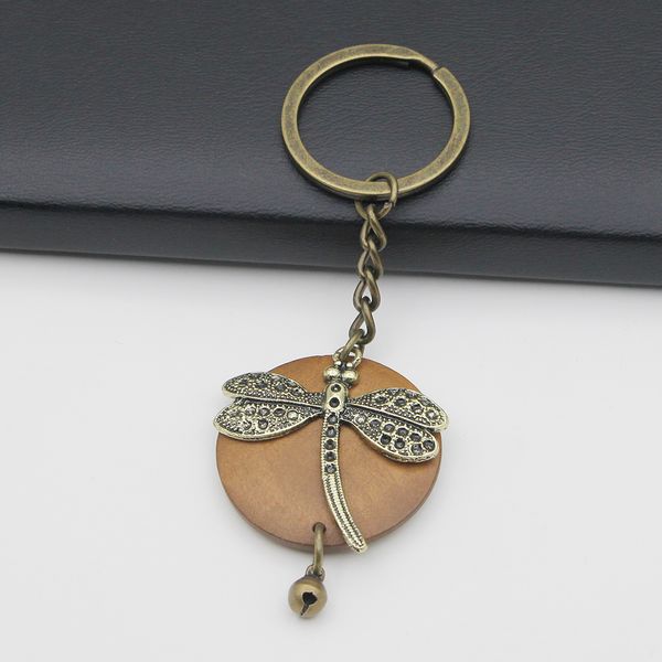 Anelli chiave Nuove donne Dongonfly Log Ancient Bronze Borsa Bronzo Fashion Gioielli Cancelli Tastiera Key Chain Ring a sospensione