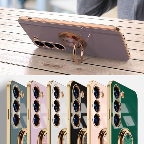 Neue magnetische Handyhülle mit Ringhalter, galvanisierte Handyhülle für Samsung Galaxy S23 Ultra S22 Plus S21, Fabrik-Großhandel mit Lagerbestand