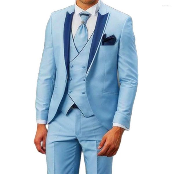 Ternos masculinos A alfaiate da moda fez um terno de estilo solto masculino Smokt Sky Blue Tuxedo para vestido de noiva Dinncer