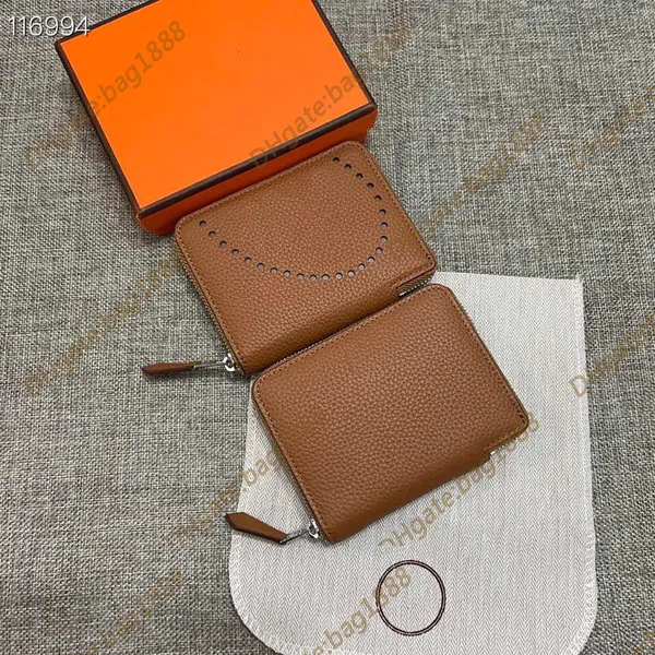 7A Silk'in Short Zipper Wallet Designer de luxo Classic Lychee Barenia Cowhide Credit Card Card Card Titular