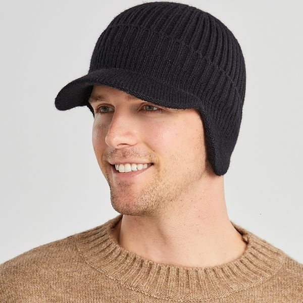 Berretti Uomo Inverno Berretti lavorati a maglia Ciclismo all'aperto Sci Caldo cappello di lana con paraorecchie Cappello a tesa corta con paraorecchie per cappelli skullies 230214