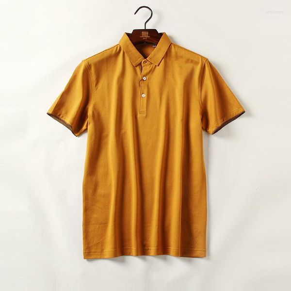 Polos masculinos de cor amarela Slim Fit Cotton Men Shirt Polo