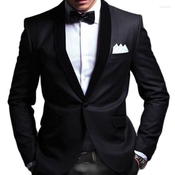 Herrenanzüge Schwarz Slim Fit Männer für Hochzeit Bräutigam Smoking 2-teiliges Set Samt Revers Formaler Abschlussball Business Raucherjacke mit Hosen 2023