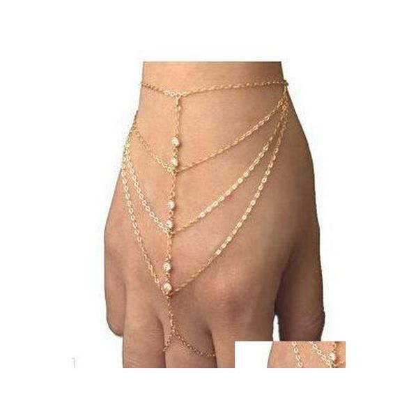 Bracelet à brins de perles pour femmes et hommes, bijoux magnifiques, plaqué or 925, serti de diamants blancs, charme Dh4Yi