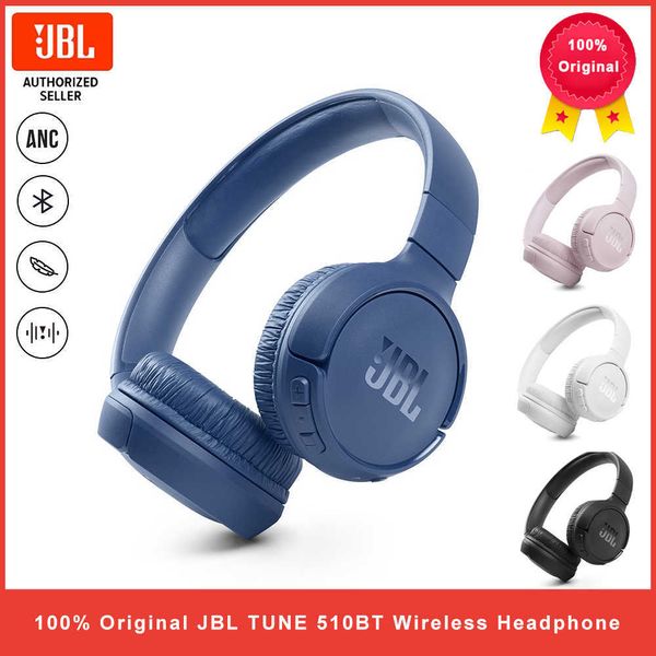 Kulaklıklar 100 JBL Tune 510bt Kablosuz Bluetooth Kulaklık Müzik Sporları Kulaklık Erkek ve Kızlar Mobil Bilgisayar Evrensel J230214