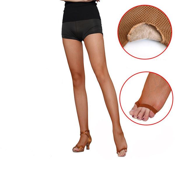 Frauen Socken Strumpfwaren Professionelle Latin Dance Strumpfhosen Sexy Fishnet Strumpfhosen Elastische Dünne Offene spitze Net Oberschenkel StrümpfeSocken