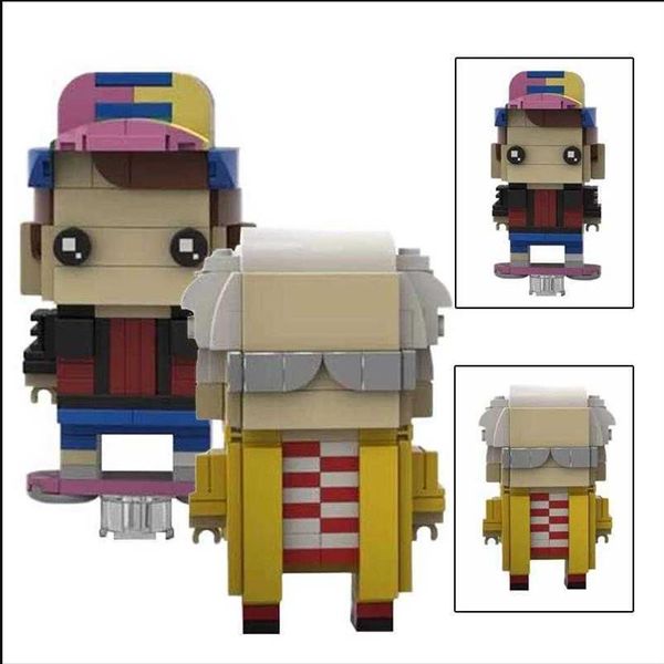 Brickheadz MOC Zurück In Die Bessere Zukunft Doktor Brown Martyed Bausteine DIY Ziegel Köpfe Kinder Spielzeug Geschenk H0824205T