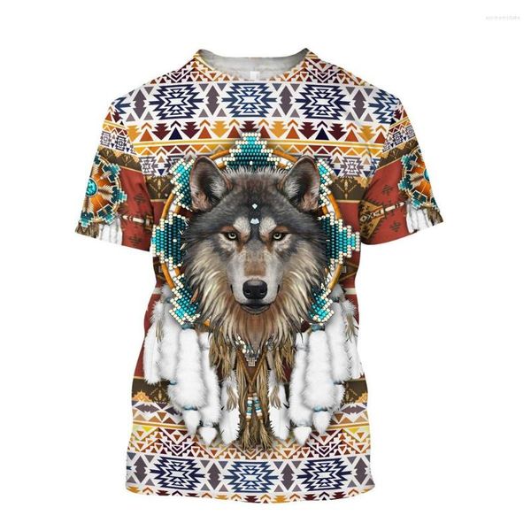 Erkekler Tişörtler Erkekler Ulusal Tarzı Yaz T-Shirt O-Neck 3D Baskı Husky Köpek Üstleri Kısa Kollu Tees yakışıklı bohem kıyafetleri Athleisure