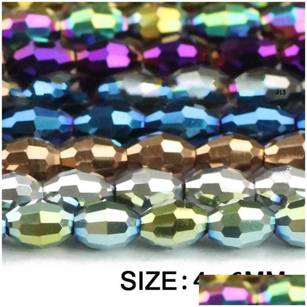 Outros gr￣os de arroz austr￭aco de contas de cristal austr￭aco 100pcs 4x6mm forma oval de qualidade top top plancated slow bead j￳ias pulseira fazendo dhgarden dh3h8