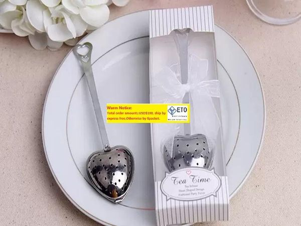 50 teile/los Fedex DHL Edelstahl Herz Form TeaTime Infuser party Favors Hochzeit Gunsten Souvenir