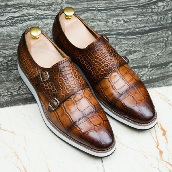 Sapatos casuais de couro genu￭no de couro