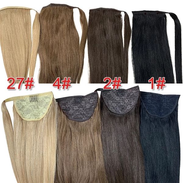 Hair Band Tail Human Remy Straight European Styles 60G 100 Natural Clip в S 230214