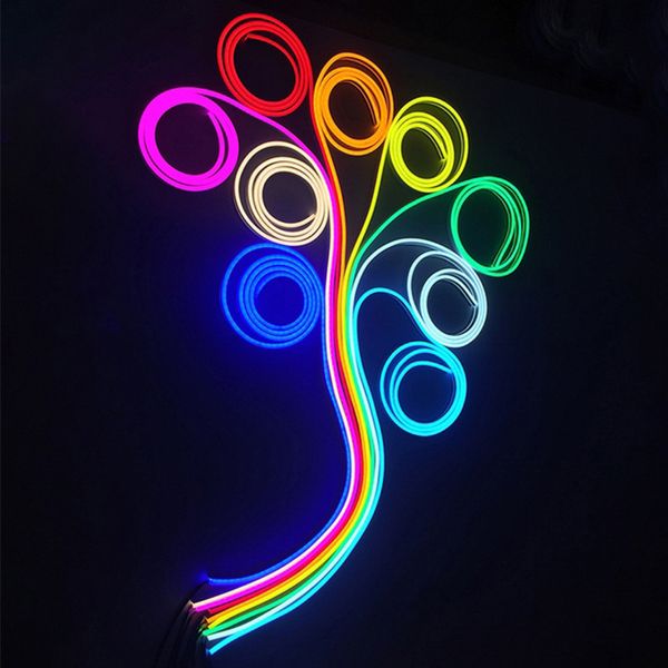 Luci al neon a corda da 12 V Stringhe a LED Luci multicolore che cambiano WiFi Bluetooth Controllo app per telefono, dimmerabile in silicone IP65 Impermeabile Feste fai da te (tagliabile) crestech168