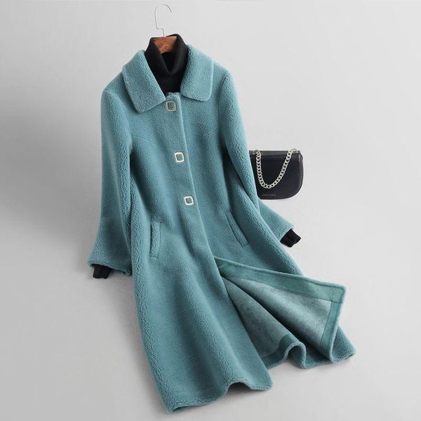 Pelliccia sintetica da donna 2023 Donna Inverno Genuino Cappotto caldo spesso Lady Granello naturale Tosatura delle pecore Agnello Capispalla in lana Casual femminile Jakcet K