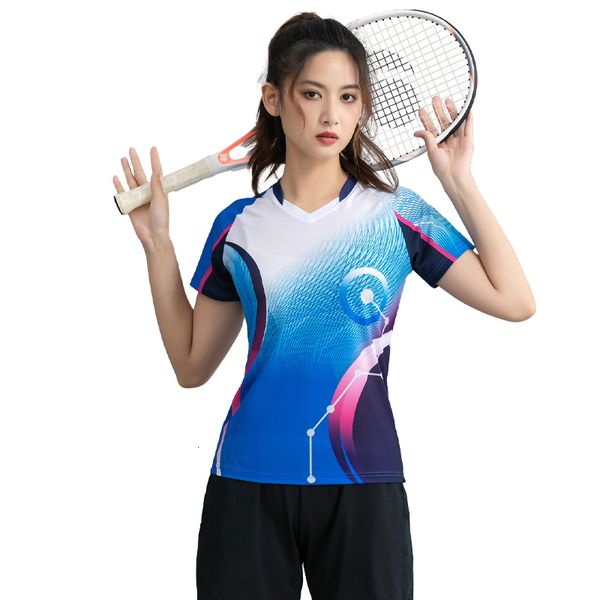 T-shirts Badminton Treino Camisa Feminina Badminton Ping Pong Esportes Ginásio Estampado Mangas Curtas Moda Ao Ar Livre Correr Camisas Respiráveis Exercício T 230214