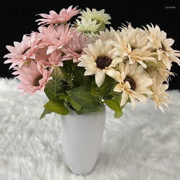 Dekorative Blumen 10 Köpfe Sonnenblume Großer Strauß Künstliche Seidenblume Hochzeitsstrauß Layout Fake Home El Vase Blumenarrangement