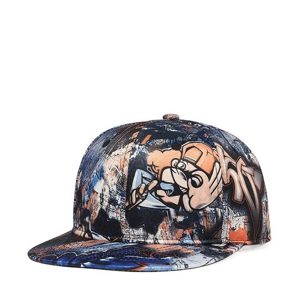 Beanieskull Caps 3D Graffiti Hip Hop Şapkası Erkekler için Kadın Kamyon Şapkanı Moda Bahar Yaz Düz Kısa Cap Casquette Gorras 230214