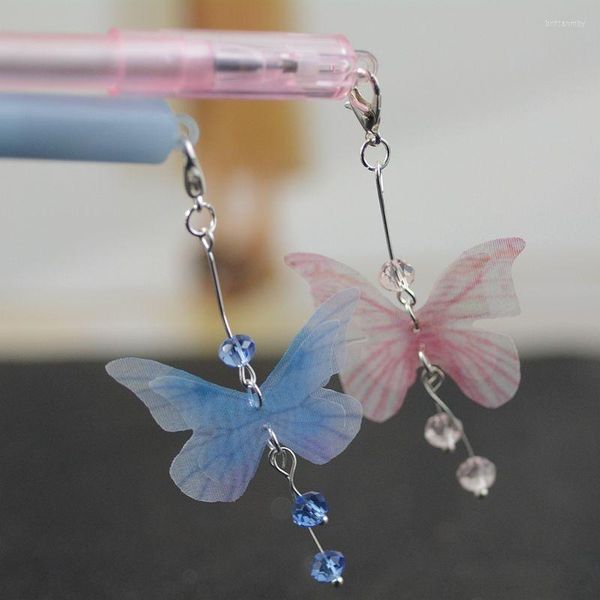 Charms handgemachte Schnee Gaze Kunst Farbe Schmetterling Anhänger Neutral Stift Kugelschreiber Auto Home Dekoration Zubehör