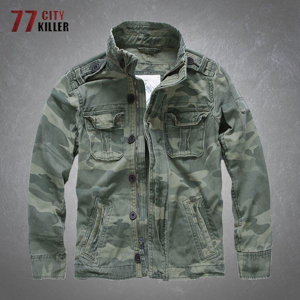 Mens jaquetas camuflagem de jeans de jeans de algodão casual casual casacos de casacos de combate do exército masculino 230214