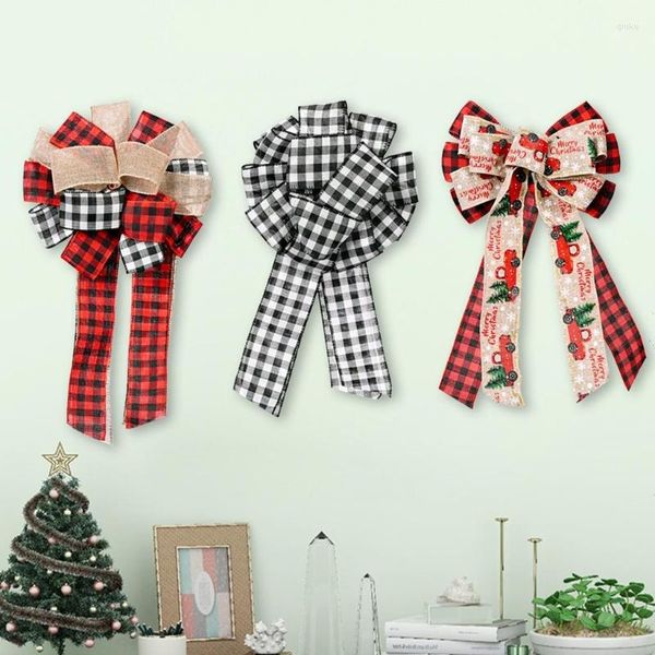 Decorazioni natalizie Simpatico fiocco scozzese ghirlanda Festività Artigianato fai-da-te Decorazioni per porte Ornamenti bowknot per la decorazione dell'albero