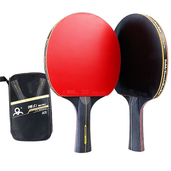 Настольный теннис Raquets 2pcs Professional 6-звездочный настольный теннис ракетка Ping Pong Racket Set Pimples в резиновом качественном лопатном лопатном лопатном лопатном плазке с сумкой 230213