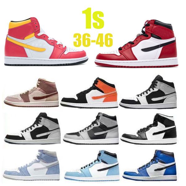 Männer Frauen Freizeitschuhe Springen High Top Flache Turnschuhe Laufen Cowboy 1s Court Leder Klassischer Modedesigner Schwarz Rot Gedenk-Basketballschuhe 36-46