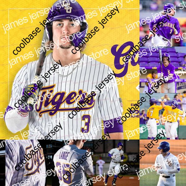 Бейсбол колледжа носит Cuatom NCAA LSU Tigers Baseball Jersey Alex Bregman Brayden Jobert Devin Fontenot Zack Mathis Dylan Crews Tre Morgan