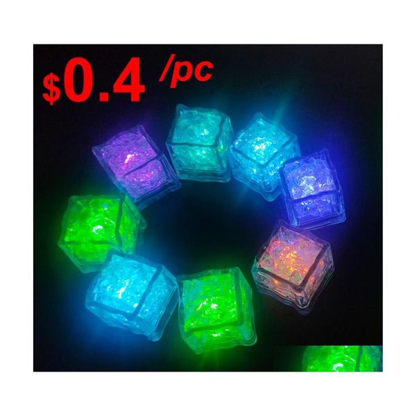 Luci notturne Mini Led Party Quadrato Cambia colore Cubetti di ghiaccio Incandescente Lampeggiante Lampeggiante Novità Fornitura Bb Ag3 Batteria per bar di nozze Dhchz