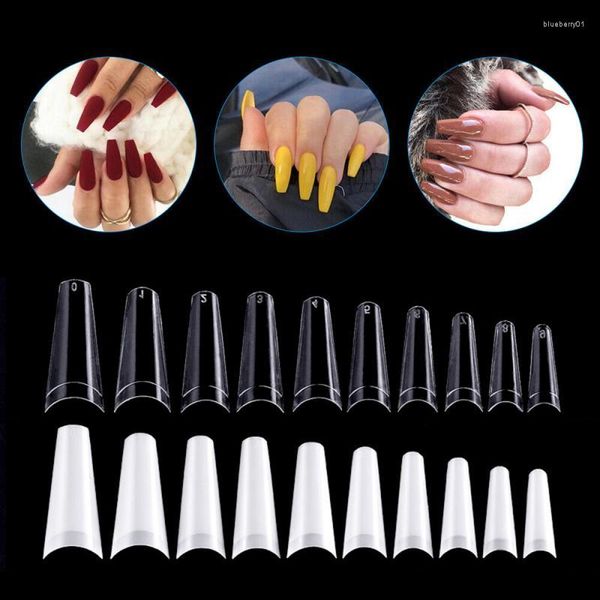 Nail Art Kits 500/100 Stück künstliche Fingernägel, Fingerlack, Verlängerungsspitzen, 2 Stile, transparent/weiß, Schnellbauform, DIY-Werkzeugset