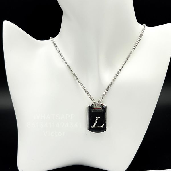 LW SHADES LOCKET Herrenhalskette Pyramide Silber Paar Edelstahl Acetat T0P Qualität Luxus klassischer Stil höchste Gegenqualität Premium Geschenke 014