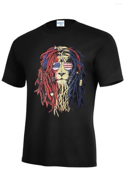 T-shirt da uomo 2023 Summer Style Fashion Men Shirt Stampa T-shirt Original DJ Lion USA Flag Impressionanti colori assortiti